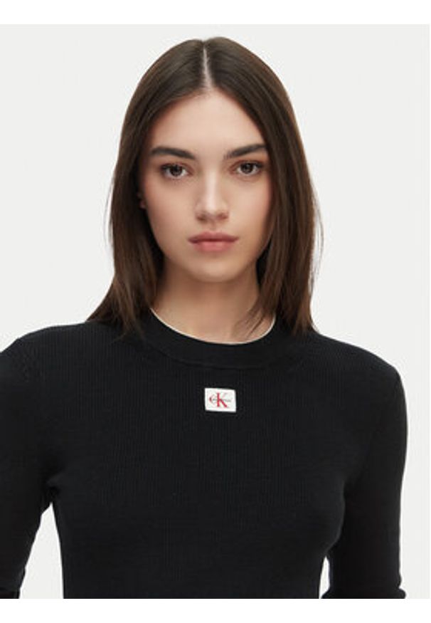 Calvin Klein Jeans Sweter LV047G309G Czarny Regular Fit. Kolor: czarny. Materiał: bawełna