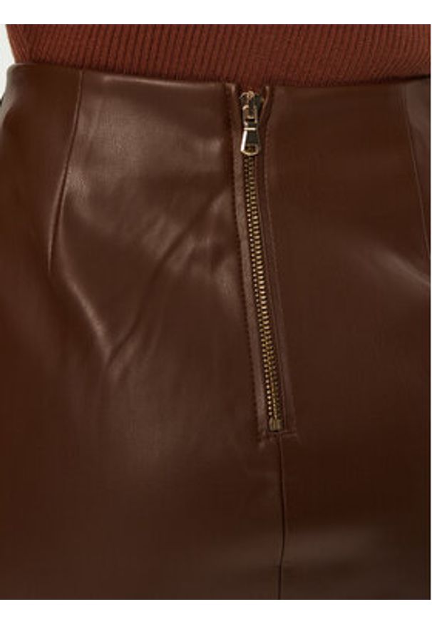 Fracomina Spódnica z imitacji skóry FS24WG1002E41201 Brązowy Regular Fit. Kolor: brązowy. Materiał: skóra