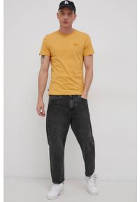Superdry T-shirt bawełniany kolor żółty gładki. Okazja: na co dzień. Kolor: żółty. Materiał: bawełna. Wzór: gładki. Styl: casual #2