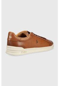 Polo Ralph Lauren sneakersy skórzane HRT CT II kolor brązowy. Nosek buta: okrągły. Zapięcie: sznurówki. Kolor: brązowy. Materiał: skóra