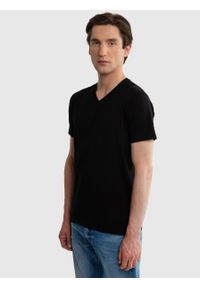 Big-Star - Koszulka męska v-neck z bawełny supima Supiclassicov 906. Kolor: czarny. Materiał: bawełna. Długość: długie. Styl: klasyczny #5