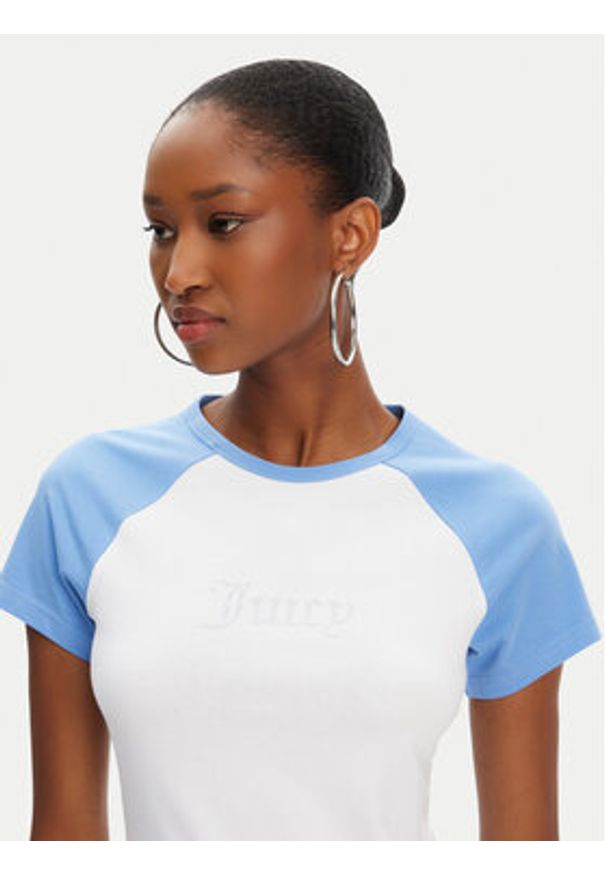 Juicy Couture T-Shirt Contrast JCWCT125307 Biały Slim Fit. Kolor: biały. Materiał: bawełna