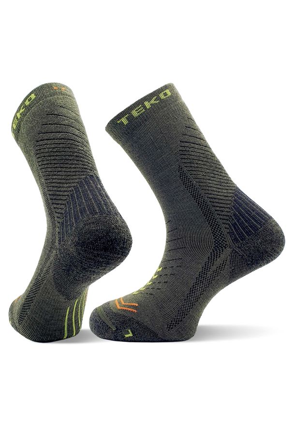 TEKO - Skarpety sportowe z wełną merino Teko ecoHIKE Discovery Light Half Cushion 2.0. Kolor: zielony. Materiał: wełna. Sport: turystyka piesza