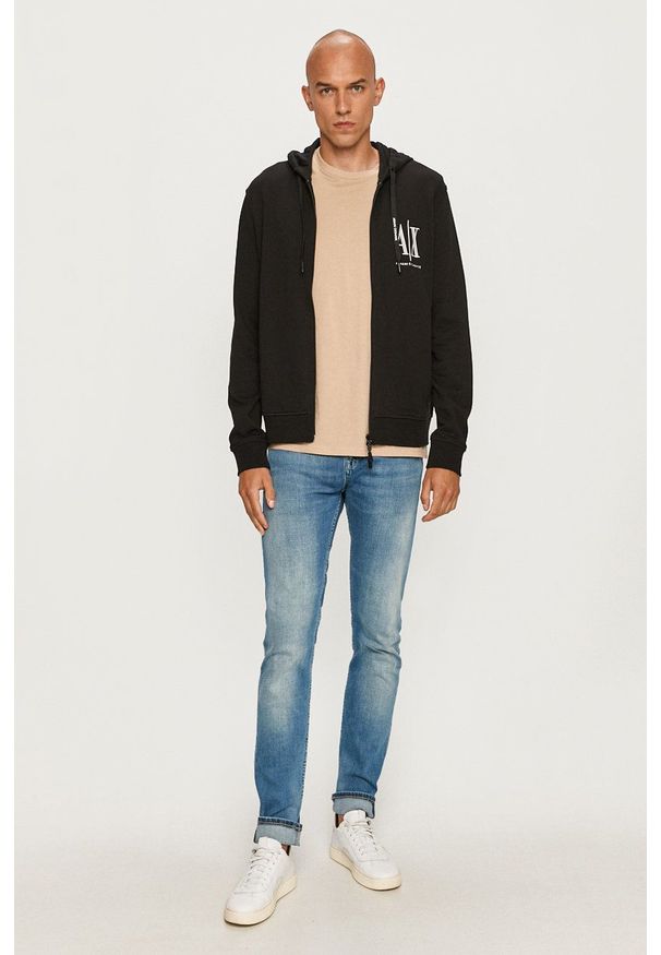 Armani Exchange - Bluza. Typ kołnierza: kaptur. Kolor: czarny