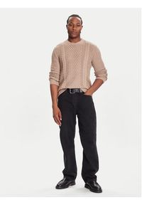 Tommy Jeans Sweter DM0DM22101 Brązowy Regular Fit. Kolor: brązowy. Materiał: bawełna