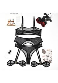 Intica - Zestaw bielizny z siateczki elegancki i trwały Shani. Kolor: czarny. Materiał: materiał