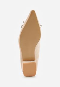 Renee - Beżowe Płaskie Balerinki z Cyrkoniową Kokardą Evalene. Okazja: do pracy, na spacer. Kolor: beżowy. Sezon: lato. Styl: elegancki #7