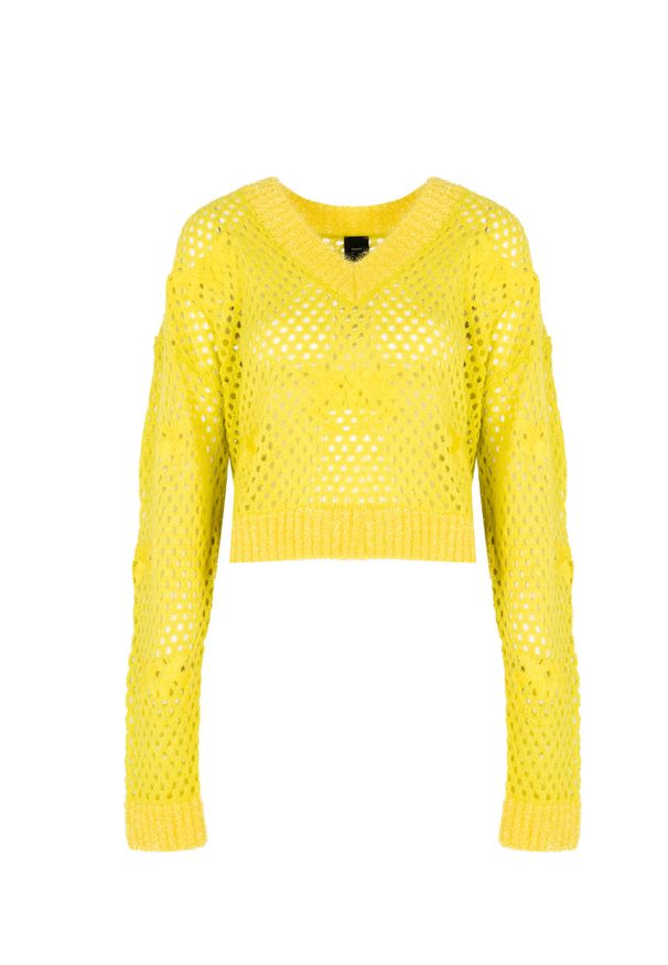 Pinko Sweter "Ideal" | 1G17V2 | Kobieta | Żółty. Okazja: na co dzień. Kolor: żółty. Materiał: akryl, wełna, moher, elastan, poliamid. Wzór: jednolity. Styl: elegancki, casual