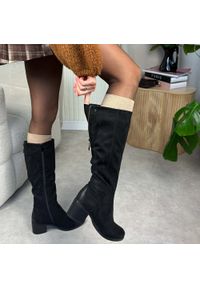 Czarne zamszowe kozaki damskie na obcasie T.Sokolski Z24-141. Okazja: na co dzień. Kolor: czarny. Materiał: zamsz. Szerokość cholewki: normalna. Sezon: zima, jesień. Obcas: na obcasie. Styl: klasyczny, casual, elegancki. Wysokość obcasa: średni #1