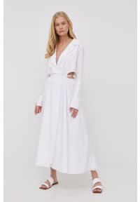 Birgitte Herskind sukienka bawełniana kolor biały maxi rozkloszowana. Kolor: biały. Materiał: bawełna. Długość rękawa: długi rękaw. Długość: maxi