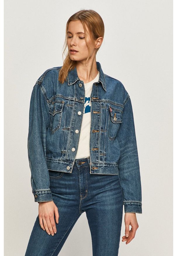 Levi's® - Levi's - Kurtka jeansowa. Okazja: na spotkanie biznesowe. Kolor: niebieski. Materiał: jeans. Styl: biznesowy