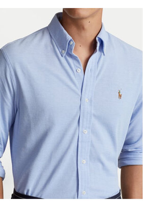 Polo Ralph Lauren Koszula 710932545001 Błękitny Custom Fit. Typ kołnierza: polo. Kolor: niebieski. Materiał: bawełna