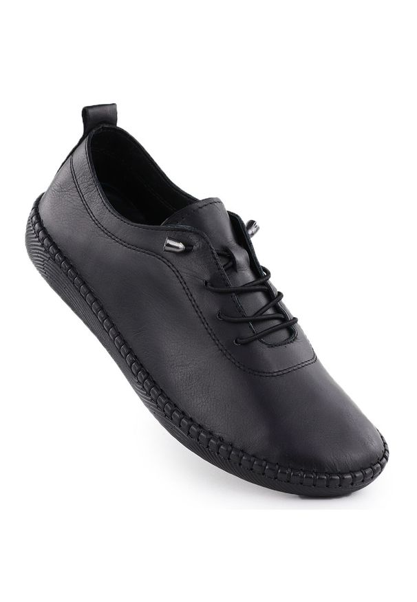 Skórzane półbuty damskie czarne T.Sokolski 2023 FL. Kolor: czarny. Materiał: skóra