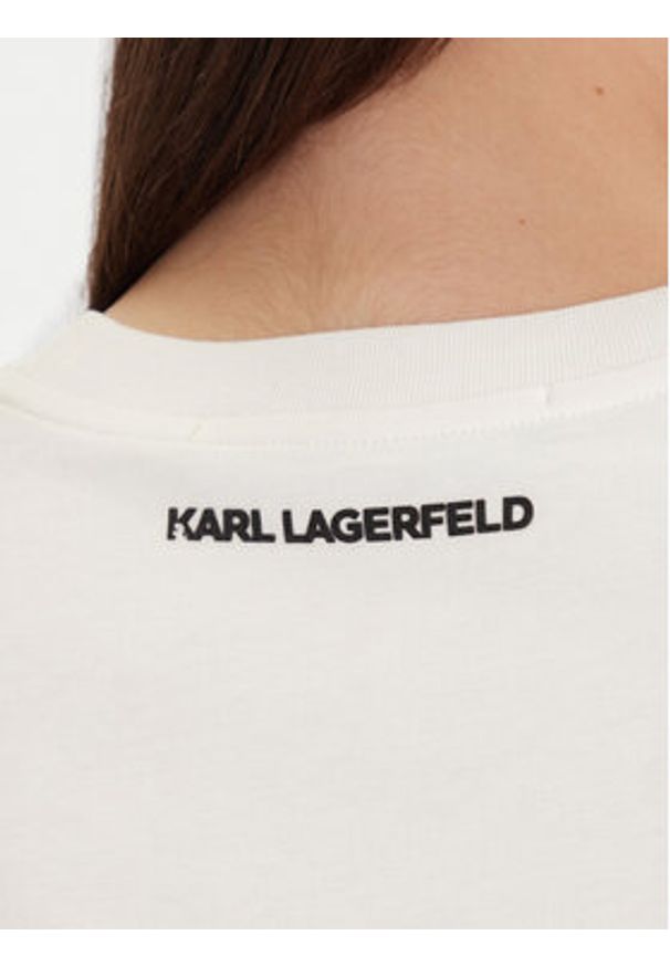 Karl Lagerfeld - KARL LAGERFELD T-Shirt A1W17129 Écru Regular Fit. Typ kołnierza: dekolt w karo. Materiał: bawełna