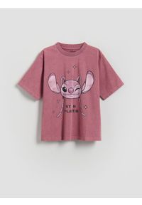 Reserved - T-shirt z efektem sprania Lilo i Stitch - jasnofioletowy. Kolor: fioletowy. Materiał: bawełna #1