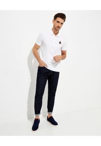 Ralph Lauren - RALPH LAUREN - Biała koszulka Custom Slim Fit. Typ kołnierza: polo. Kolor: biały. Materiał: bawełna, prążkowany. Wzór: haft #6