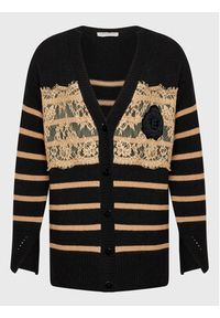 Ermanno Firenze Kardigan N019EH8 Czarny Regular Fit. Kolor: czarny. Materiał: bawełna #4
