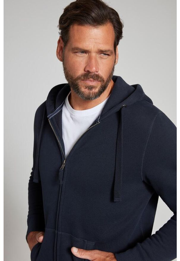 JAY-PI - Męska Rozpinana bluza z kapturem dzianina dresowa do 8XL. Typ kołnierza: kaptur. Kolekcja: plus size. Kolor: niebieski. Materiał: materiał, poliester, bawełna