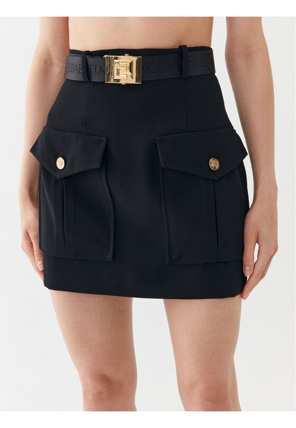 Elisabetta Franchi Spódnica mini GO-032-36E2-V350 Czarny Regular Fit. Kolor: czarny. Materiał: syntetyk