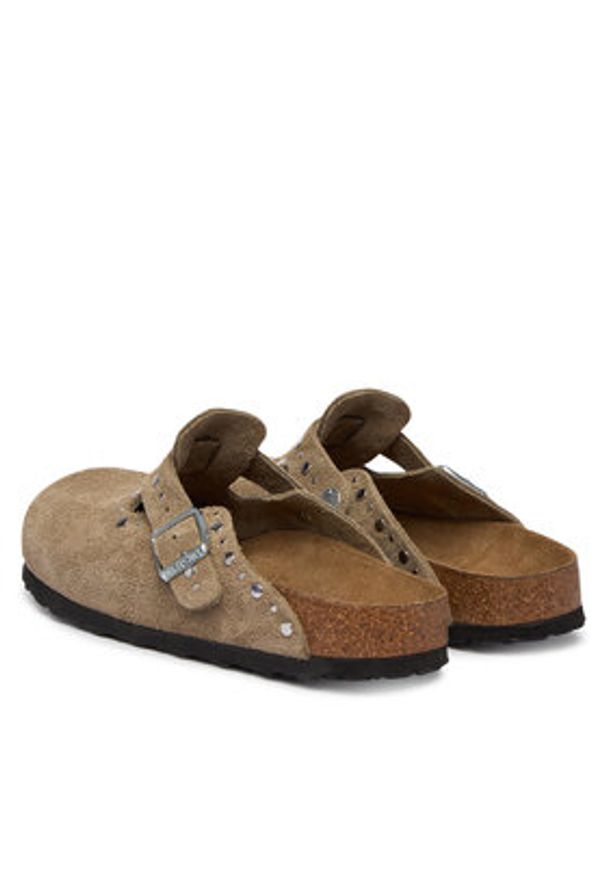 Birkenstock Klapki Boston Rivet 1030418 Beżowy. Kolor: beżowy. Materiał: zamsz, skóra