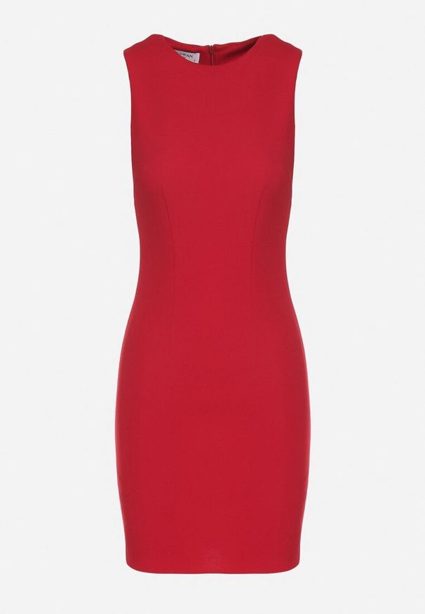 Born2be - Czerwona Ołówkowa Sukienka Bez Rękawów z Wiskozą Nelazira. Okazja: na co dzień. Kolor: czerwony. Materiał: wiskoza. Długość rękawa: bez rękawów. Typ sukienki: ołówkowe. Styl: elegancki, casual, klasyczny
