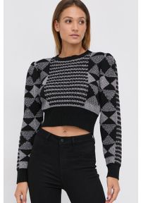 TwinSet - Twinset Sweter z domieszką wełny damski kolor czarny. Okazja: na co dzień. Kolor: czarny. Materiał: wełna. Długość rękawa: długi rękaw. Długość: długie. Styl: casual #5