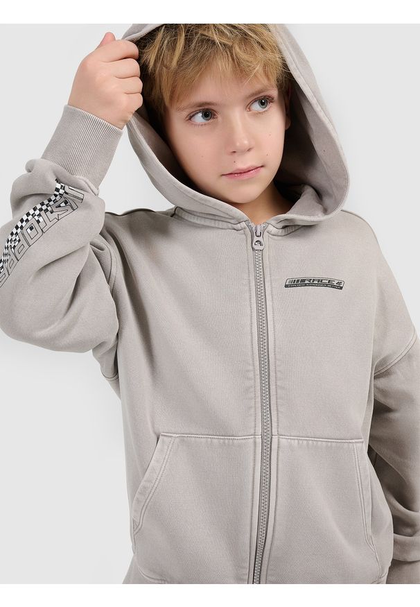 4f - 4F Bluza dresowa loose z kapturem chłopięca - szara 134/140 (8-10 lat). Typ kołnierza: kaptur. Kolor: szary. Materiał: dresówka. Sezon: lato. Styl: vintage
