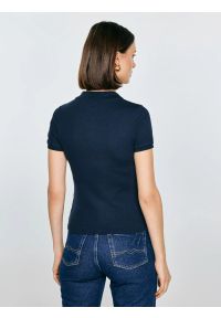 Big-Star - Koszulka damska polo w prążek granatowa Rella 403. Okazja: na spacer, na spotkanie biznesowe, do pracy. Typ kołnierza: polo. Kolor: niebieski. Materiał: dzianina, denim, prążkowany. Wzór: prążki. Styl: biznesowy, klasyczny, sportowy #4