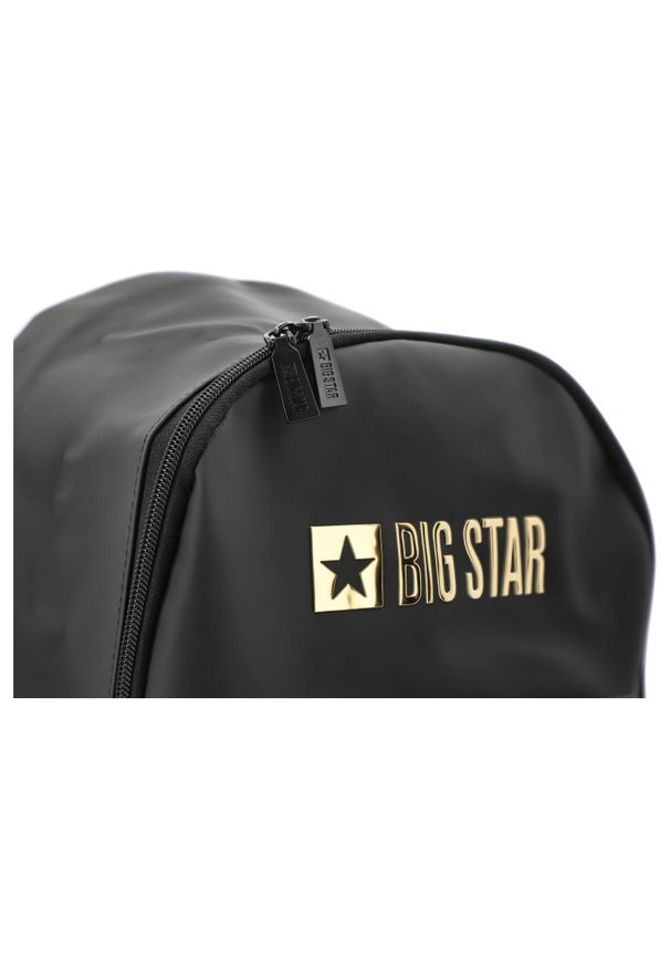 Big-Star - Czarny Plecak Damski Ze Złotym Napisem Big Star. Kolor: czarny. Materiał: materiał. Wzór: napisy. Styl: elegancki, casual, sportowy