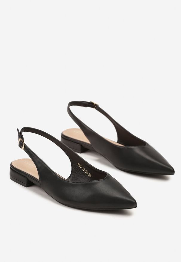 Renee - Czarne Sandały Slingback Vices z Wkładką ze Skóry Naturalnej Lisanilis. Okazja: na spotkanie biznesowe, na spacer. Zapięcie: pasek. Kolor: czarny. Materiał: skóra. Obcas: na obcasie. Styl: biznesowy
