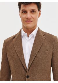 Pako Lorente - PAKO LORENTE - Brązowa marynarka z dzianiny. Kolor: brązowy, niebieski, beżowy. Materiał: dzianina. Sezon: wiosna #9