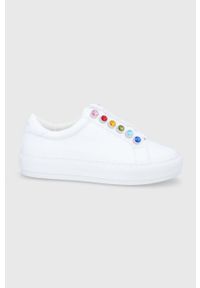 Kurt Geiger London Buty skórzane Liviah Chunky Rainbow kolor biały na platformie. Nosek buta: okrągły. Zapięcie: sznurówki. Kolor: biały. Materiał: skóra. Obcas: na platformie