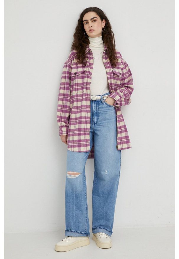 Lee - LEE 90S WORKWEAR OVERSHIRT DAMSKA KOSZULA DARK PLUM L46VAU33 112321189