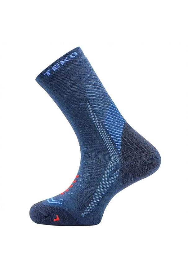 TEKO - Skarpety sportowe z wełną merino Teko ecoHIKE Discovery Light Half Cushion 2.0. Kolor: niebieski. Materiał: wełna