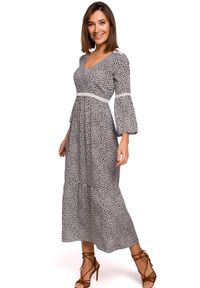 Stylove - Długa sukienka w kwiaty z dekoltem V na lato romantyczna w stylu boho. Materiał: wiskoza, materiał. Wzór: kwiaty. Sezon: lato. Styl: boho. Długość: maxi #1