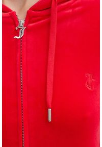 Juicy Couture - JUICY COUTURE Czerwona bluza damska Robertson Hoodie, Rozmiar M. Okazja: na co dzień. Kolor: czerwony. Materiał: materiał. Styl: casual, klasyczny #6
