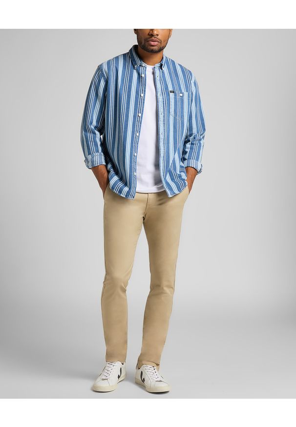 Lee - MĘSKA KOSZULA MATERIAŁOWA LEE RIVETED SHIRT INDIGO L66IKODK 112116432. Materiał: materiał