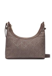 Calvin Klein Torebka Emblem Aop Sueded Shoulder Bag LV04F3880G Beżowy. Kolor: beżowy. Materiał: skórzane #1