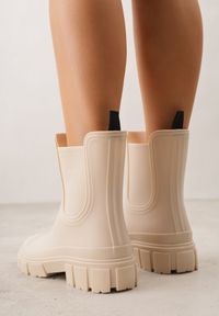 Born2be - Beżowe Kalosze o Fasonie Sztybletów z Antypoślizgową Podeszwą Uemaeno. Okazja: na co dzień. Kolor: beżowy. Materiał: jeans. Styl: casual, klasyczny #2