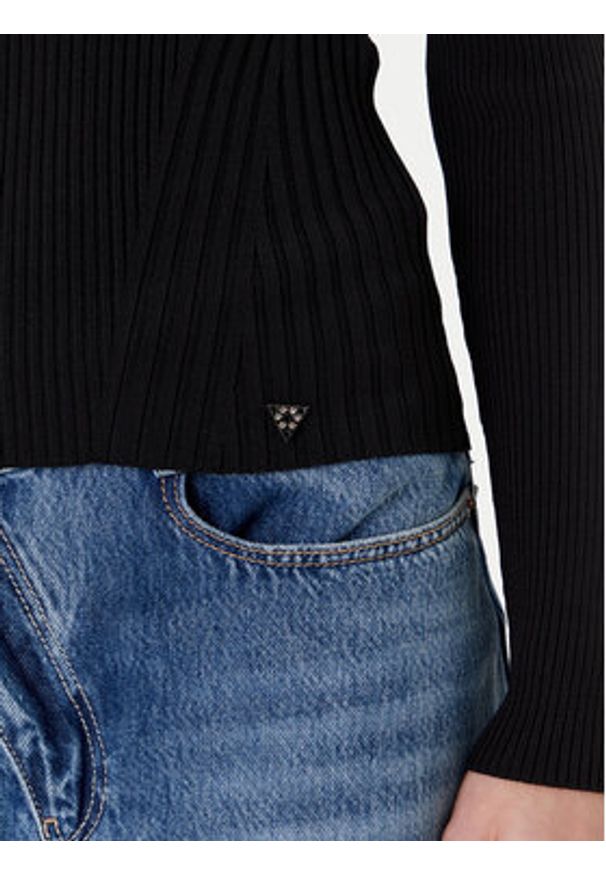 Guess Sweter W5YR08 Z0040 Czarny Slim Fit. Kolor: czarny. Materiał: syntetyk