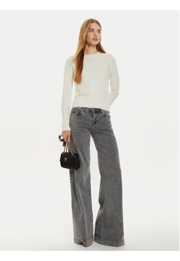 Guess Jeans Sweter W4BR83 Z3HO2 Écru Regular Fit. Materiał: syntetyk