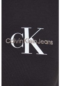 Calvin Klein Jeans polo męski kolor czarny z nadrukiem. Typ kołnierza: polo. Kolor: czarny. Materiał: dzianina. Długość: krótkie. Wzór: nadruk #4