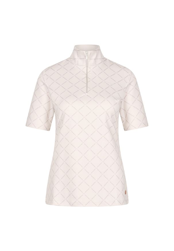 HV POLO - Damska koszulka do jazdy konnej HV Polo Jessy. Typ kołnierza: polo. Kolor: wielokolorowy, biały, beżowy. Długość rękawa: długi rękaw