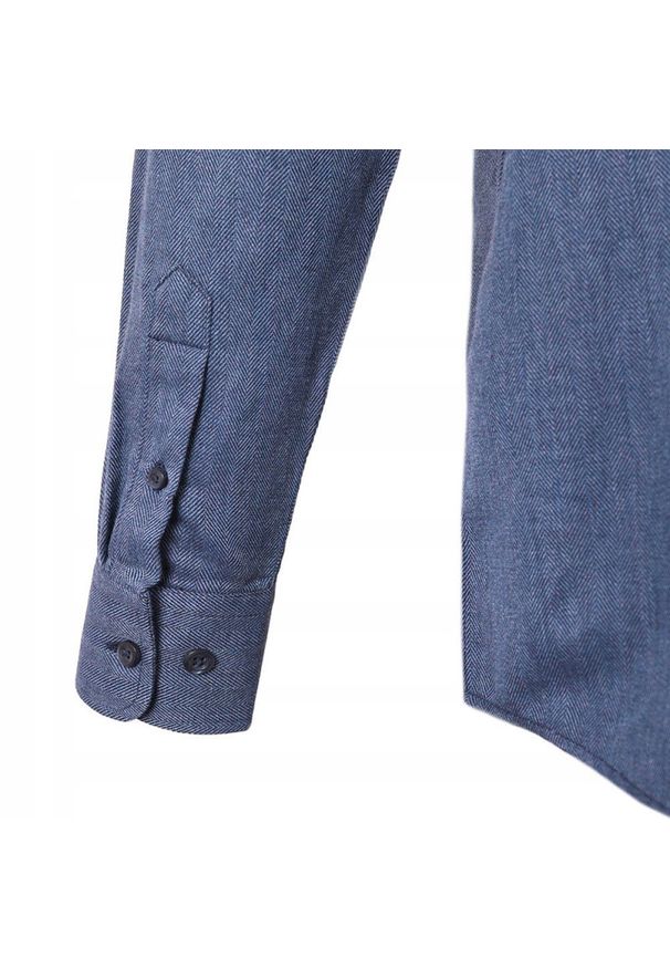 Casualowa Koszula, Kołnierzyk Button Down - Pako Jeans - Granat, Jodełka. Okazja: na co dzień. Typ kołnierza: button down. Kolor: niebieski. Materiał: bawełna. Wzór: jodełka. Sezon: lato. Styl: casual