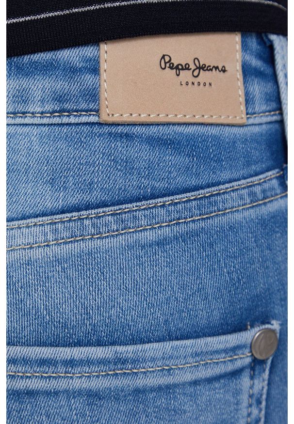 Pepe Jeans Jeansy Aubrey damskie high waist. Stan: podwyższony. Kolor: turkusowy