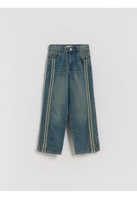Reserved - Jeansy straight z lampasami - granatowy. Kolor: niebieski #1