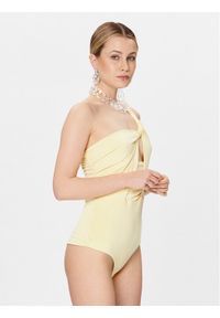 Patrizia Pepe Body 2M4307/J113-Y433 Żółty Slim Fit. Kolor: żółty. Materiał: wiskoza