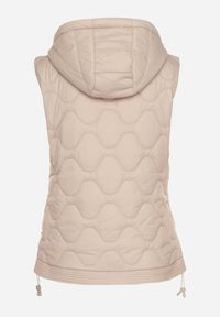 Born2be - Ciemnobeżowa Kamizelka z Odpinanym Kapturem Ozdobiona Pikowaniem Cirisse. Okazja: na co dzień, na spacer. Kolor: beżowy. Materiał: jeans. Wzór: aplikacja. Styl: klasyczny, casual, elegancki #2