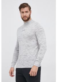 Calvin Klein - Sweter wełniany. Kolor: szary. Materiał: wełna. Długość rękawa: długi rękaw. Długość: długie