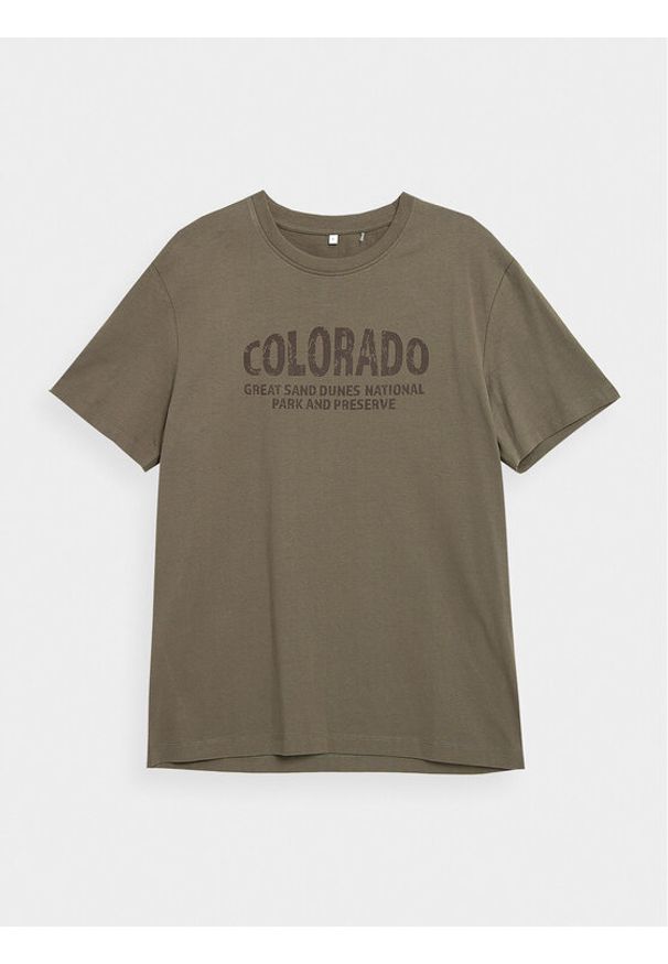 outhorn - Outhorn T-Shirt OTHAW23TTSHM0938 Khaki Regular Fit. Kolor: brązowy. Materiał: bawełna
